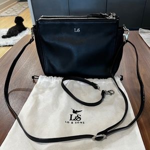 Lo & Sons Pearl, black Nappa leather, silver hardware & lavender lining